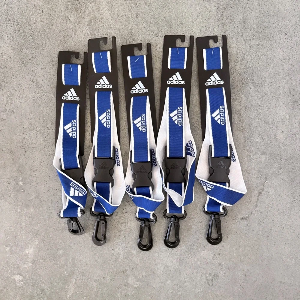 Lot of 5 New Adidas Interval Lanyard Blue White Neck Strap ID Badge Holder Key